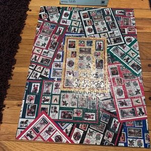 USPS Holiday Traditions Postal Stamps Puzzle 500 Pcs 1997 Ensemble Hallmark Vtg